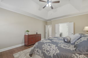 Primary Bedroom has trey ceiling and lots of space to relax