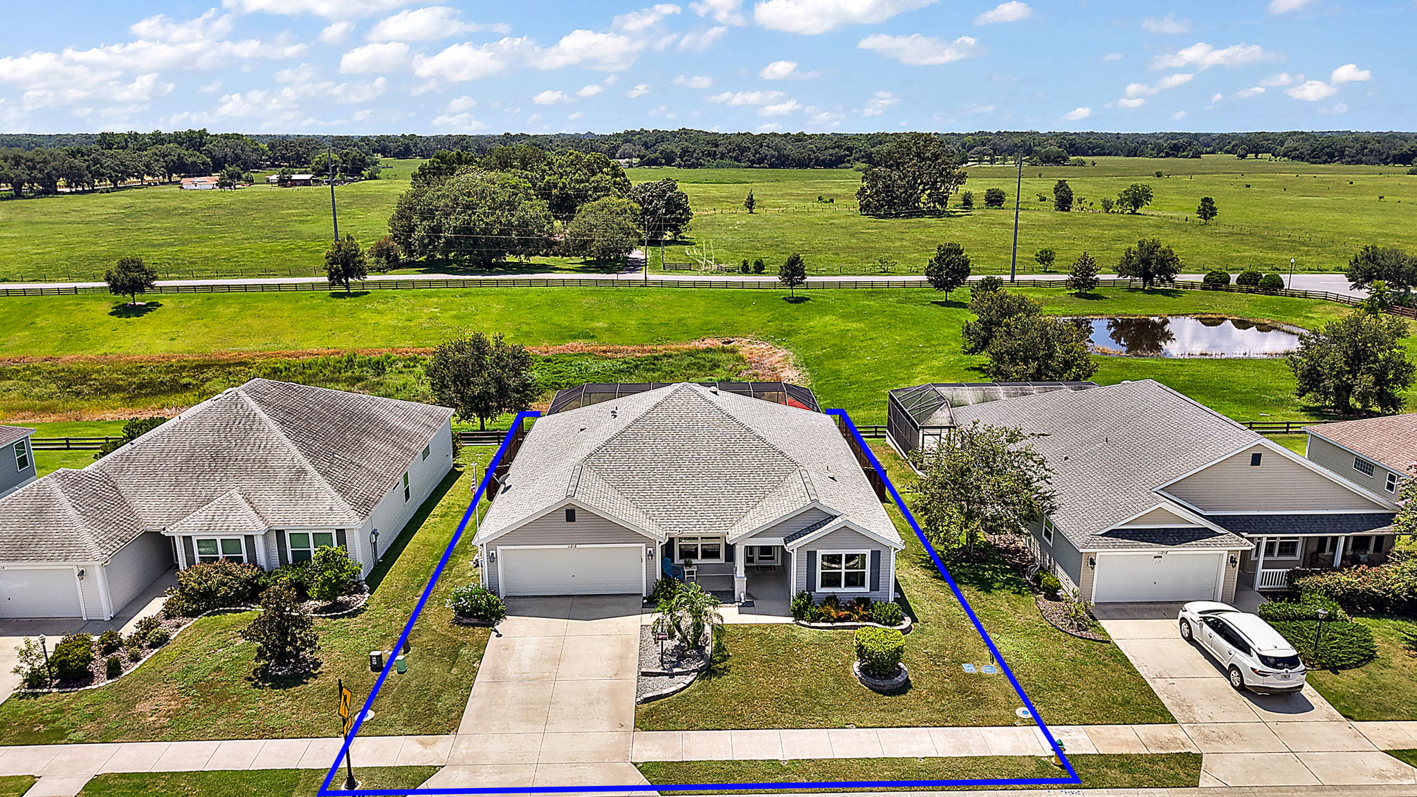 Aerial Front Elevation with Property Lines