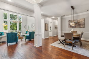 Natural light fills this home, highlighting its custom features throughout.