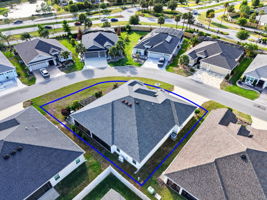 Aerial Rear and Side Elevation with Property Lines and Large Corner Lot