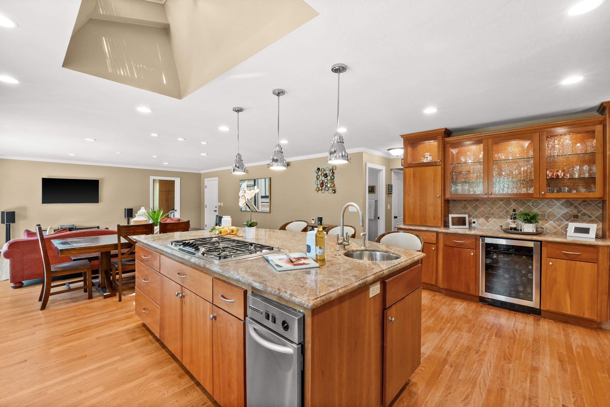 Culinary space featuring a substantial island.