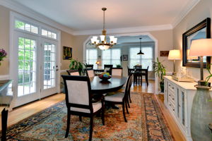 Dining room with access to the rear patio is perfect for hosting dinners