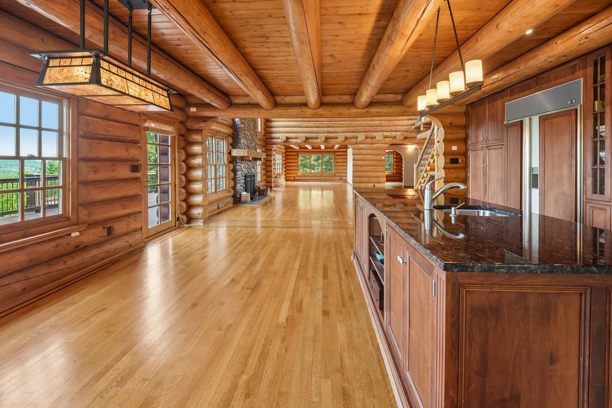 Kitchen view towards Living Room and Family Room