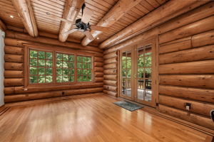 Office French door leads to balcony