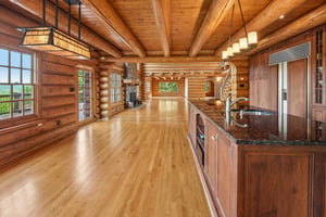 Kitchen view towards Living Room and Family Room