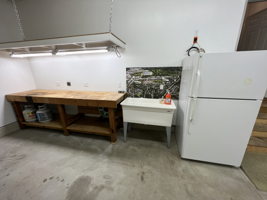 Garage Workbench, Wide Utility Sink With Hot/Cold Water and Frig Included
