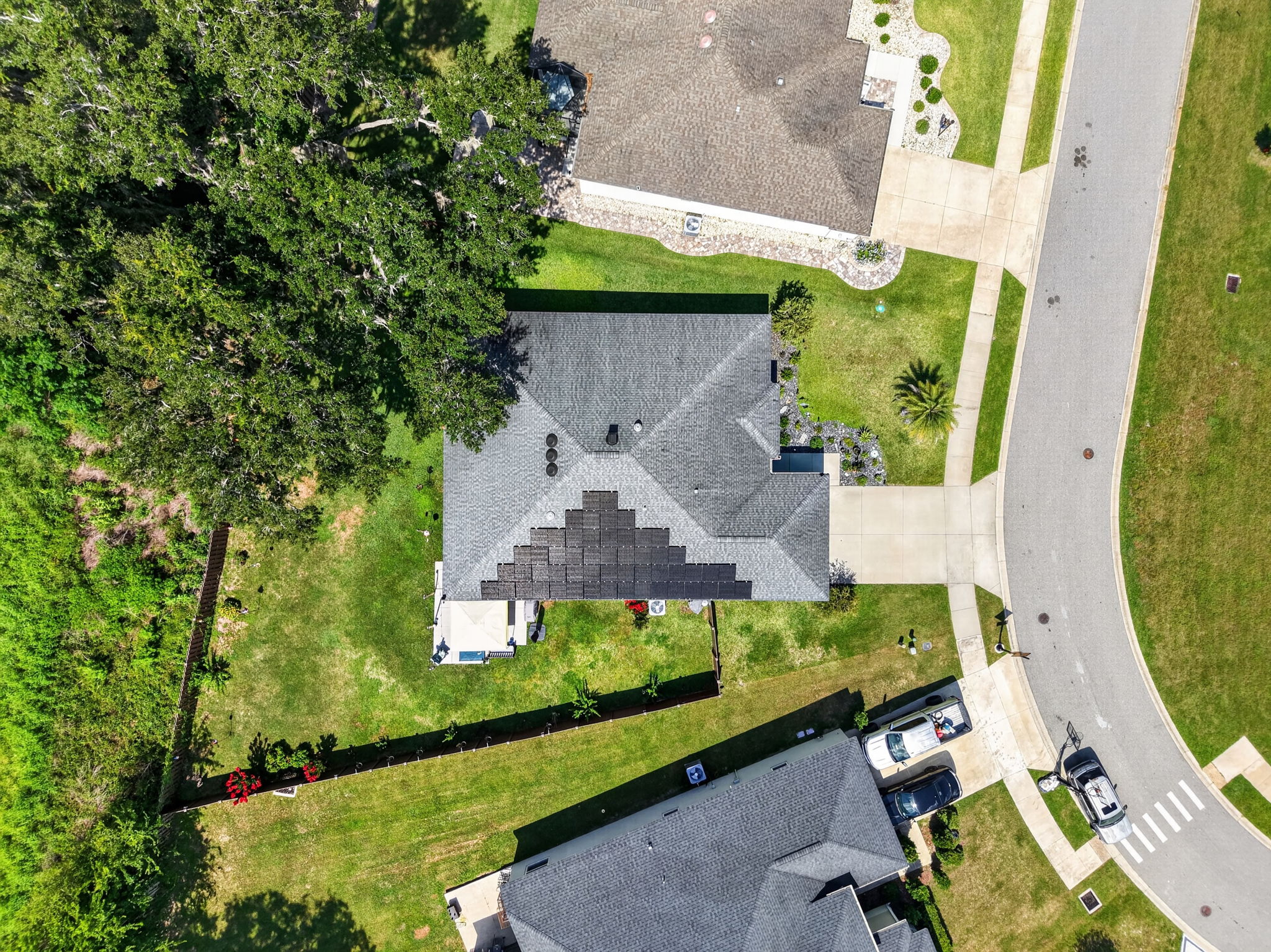 Aerial Side Elevation with PRIVATE Fully-Fenced Yard and ROOM FOR A POOL!