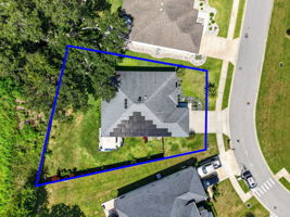 Aerial Side Elevation with Property Lines and PRIVATE Fully-Fenced Yard with ROOM FOR A POOL!