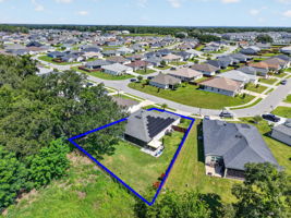 Aerial Rear Elevation with Property Lines and PRIVATE, Fully Fenced Large Rear Yard with ROOM FOR A POOL!