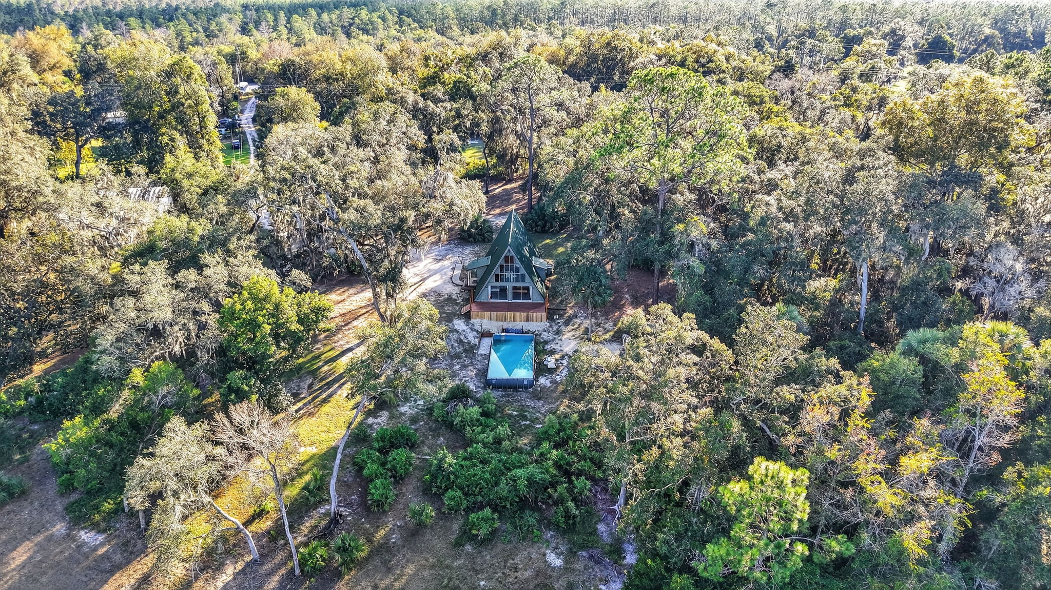Aerial Rear Elevation with Deck and Swimming Pool