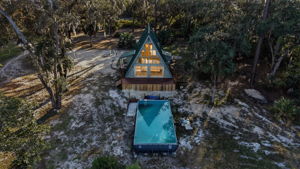 Aerial Twilight Elevation with Swimming Pool