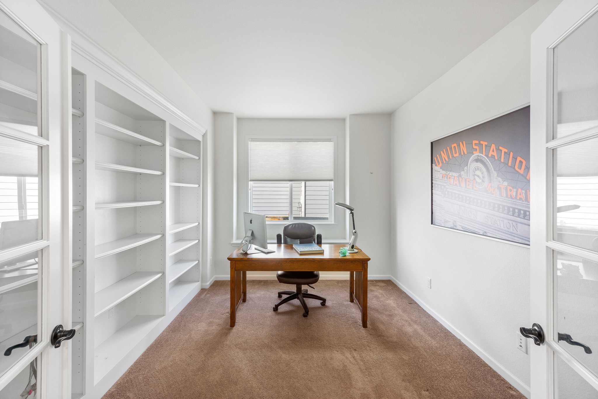 Office/Den with Built in Floor to Ceiling Cabinets