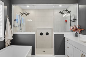 Multiple Shower Heads in oversized Shower