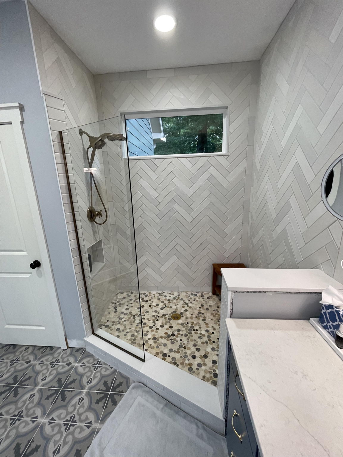 Huge walk in shower in primary bedroom