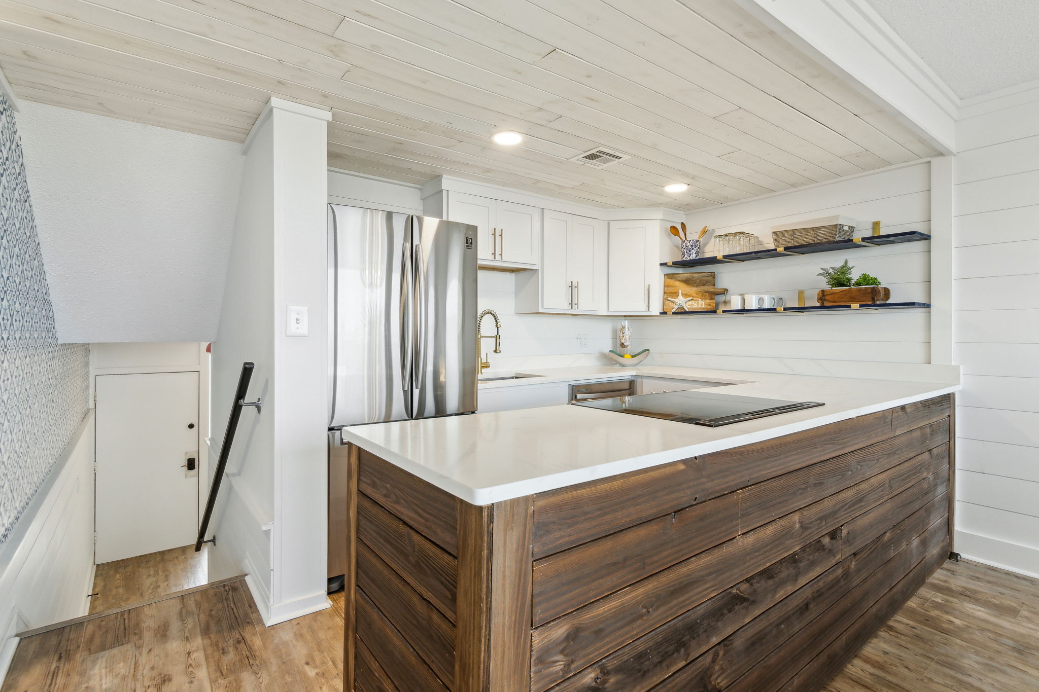 This kitchen makes cooking a joy, offering stunning ocean views as your backdrop.