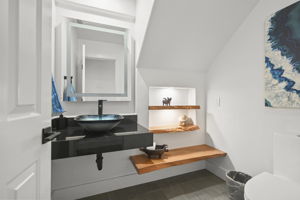 modern half bath off family room