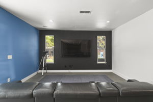 family room with surround sound