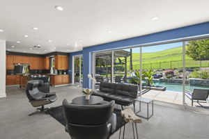 view looking over hawkins desinged pool and hottub