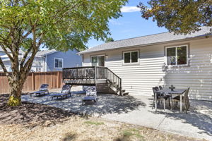 Deck and patio combine for versatile entertaining and everyday enjoyment.