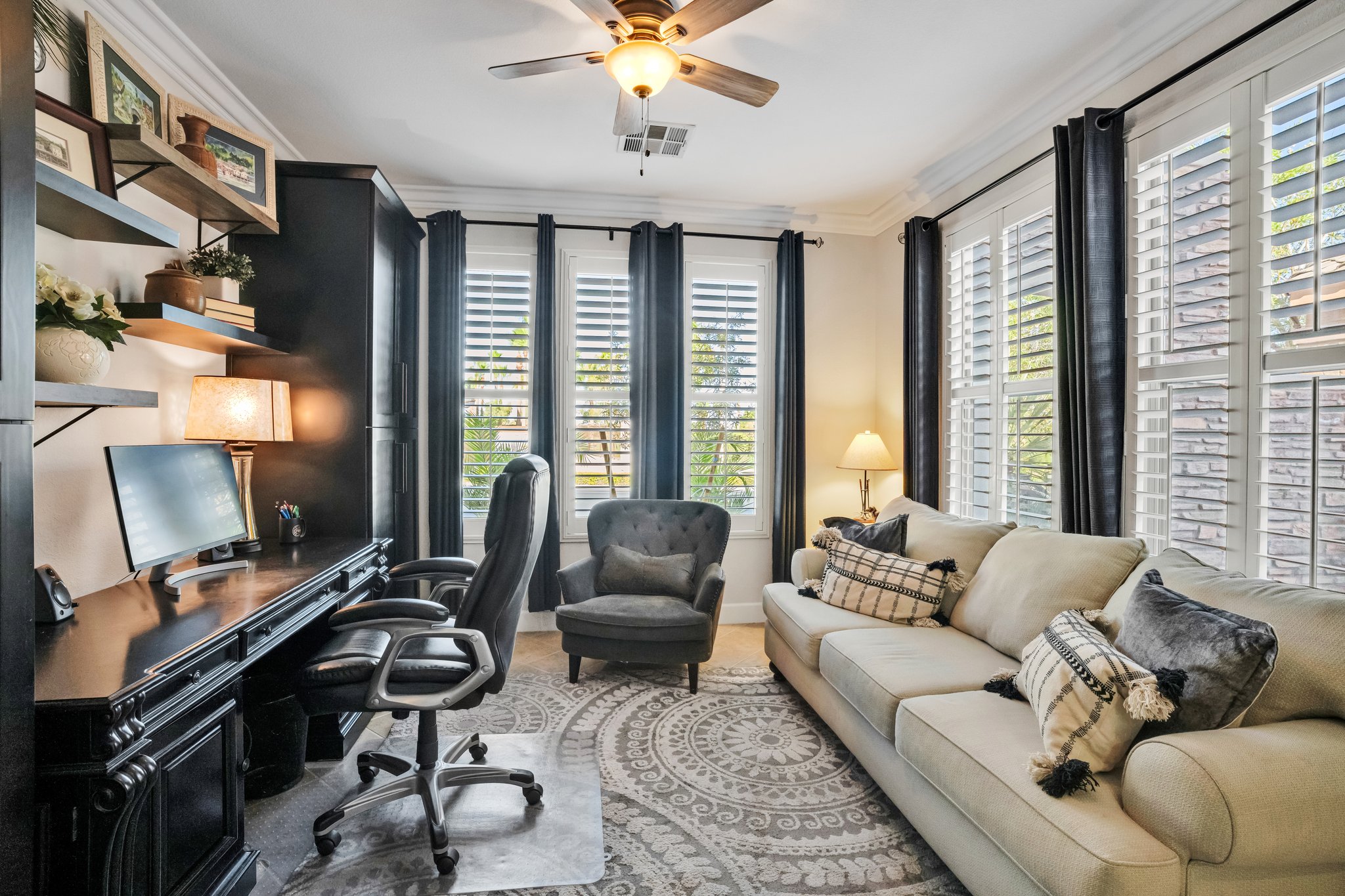 Den/Office with Shutters