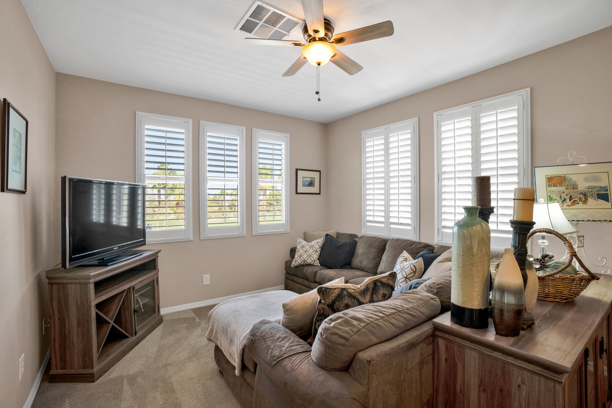 Shutters with lighted Ceiling remote fan