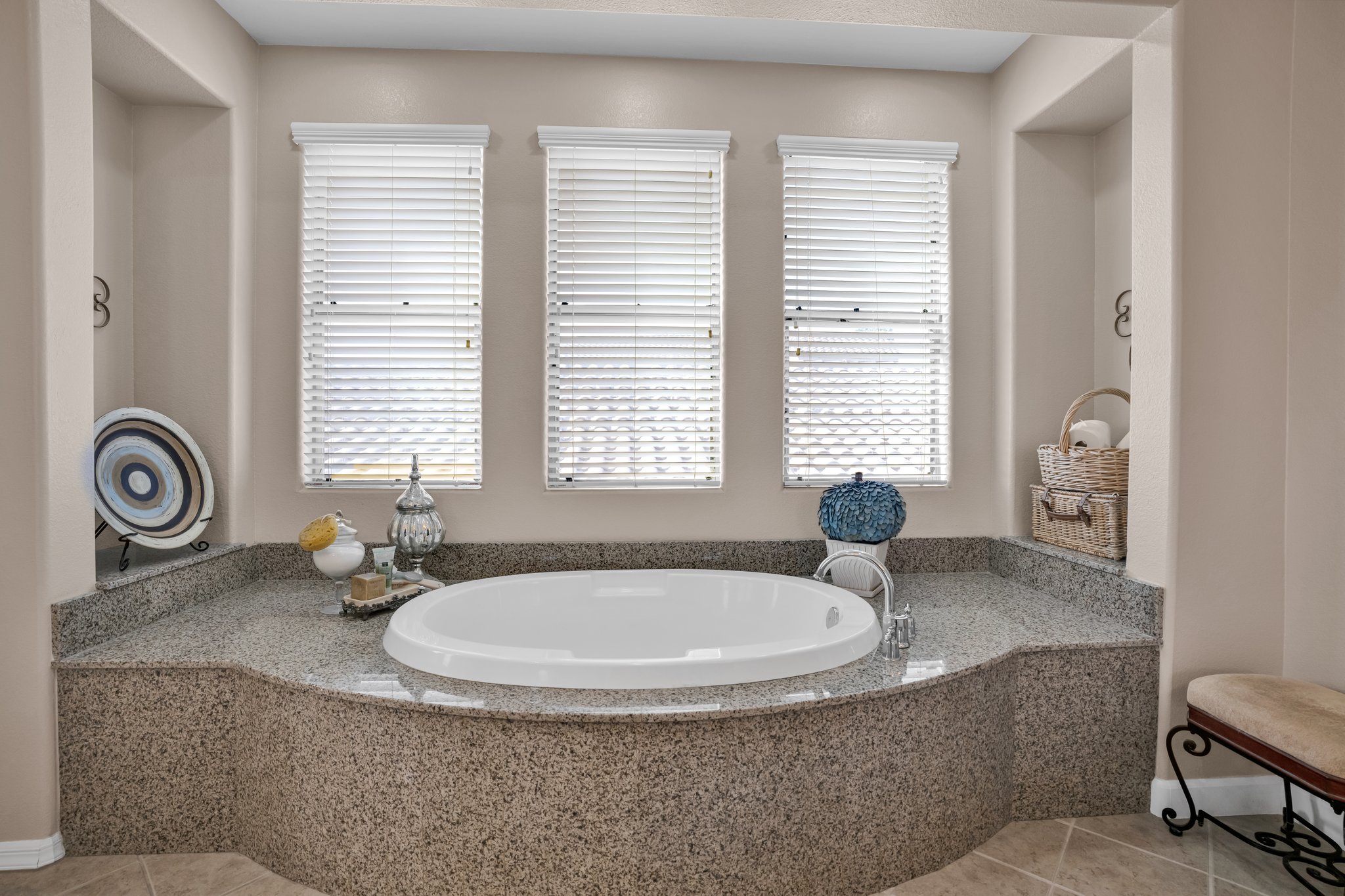 Private Soaking Tub surrounded custom granite