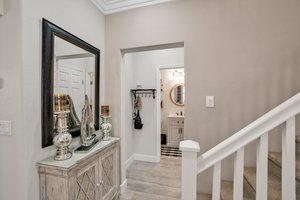 Stairway leading from hall to Garages