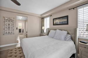 Lighted remote ceiling fan and custom shutters