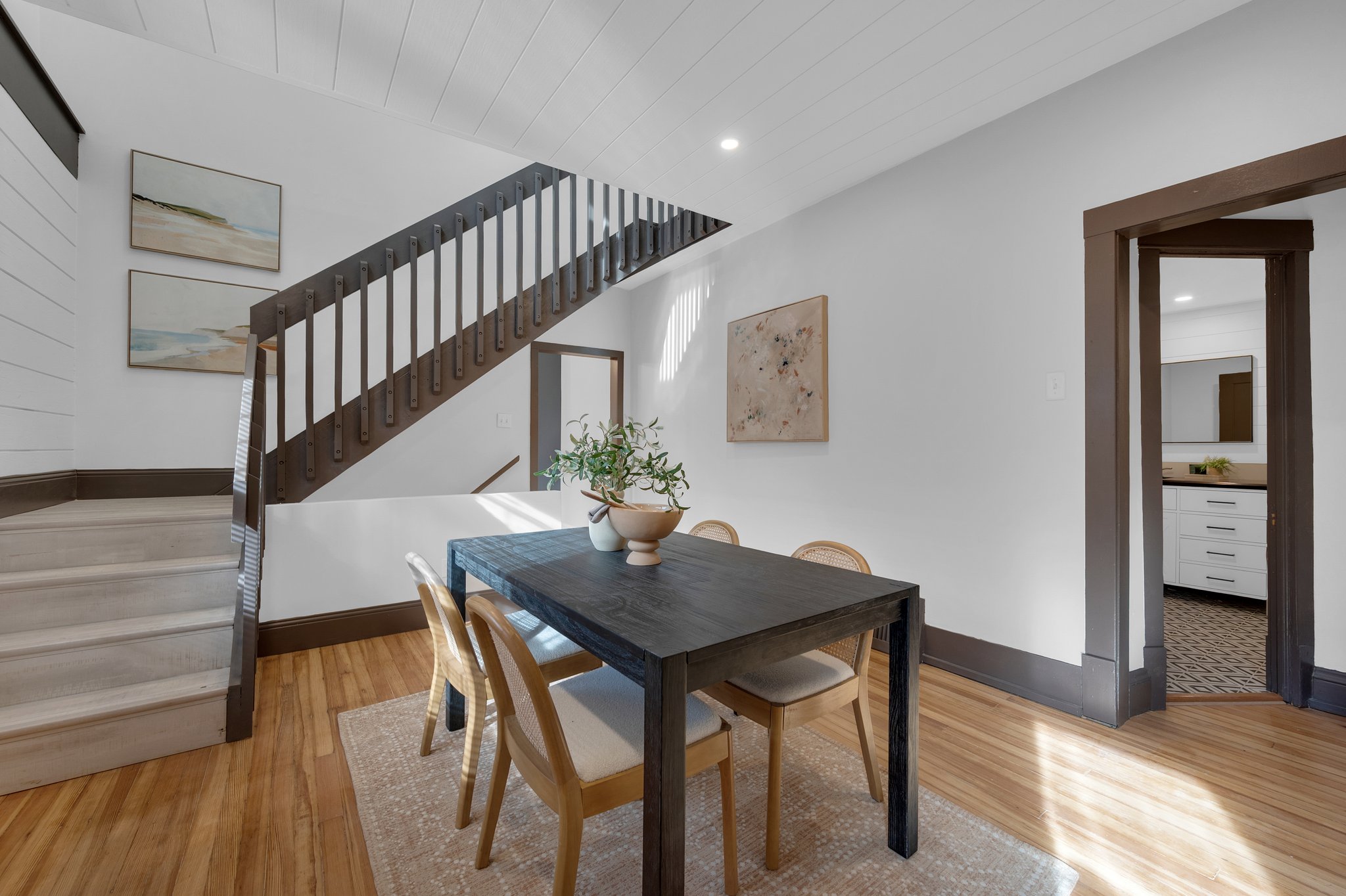 Central Dining Room with Access to Upper & Lower Floors, Kitchen & Bathroom