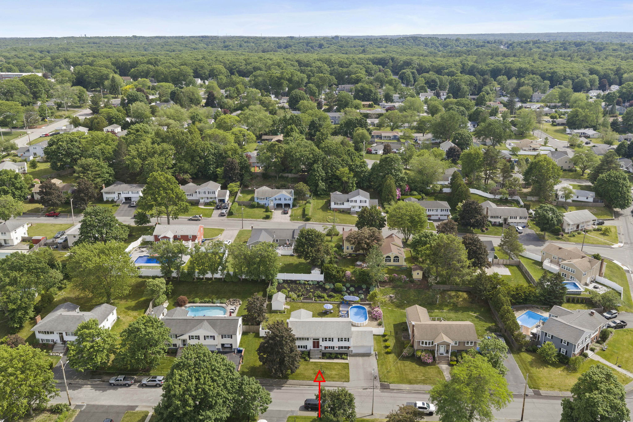Aerial view of neighborhood