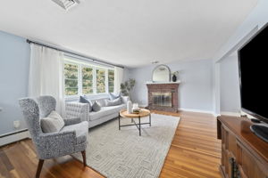 Family room on main level with fireplace
