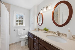 Hall Bathroom with Dual Vanities