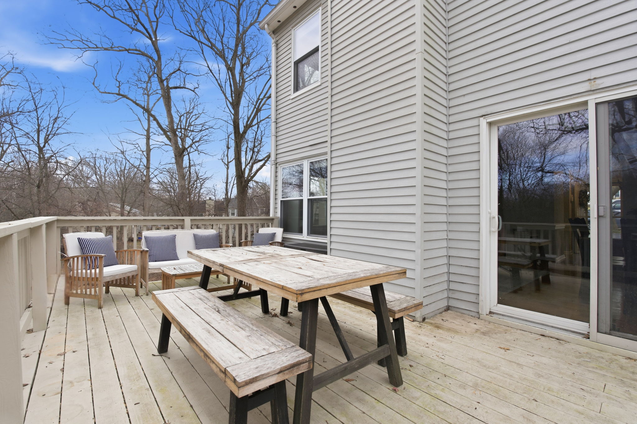 Deck with wooded views