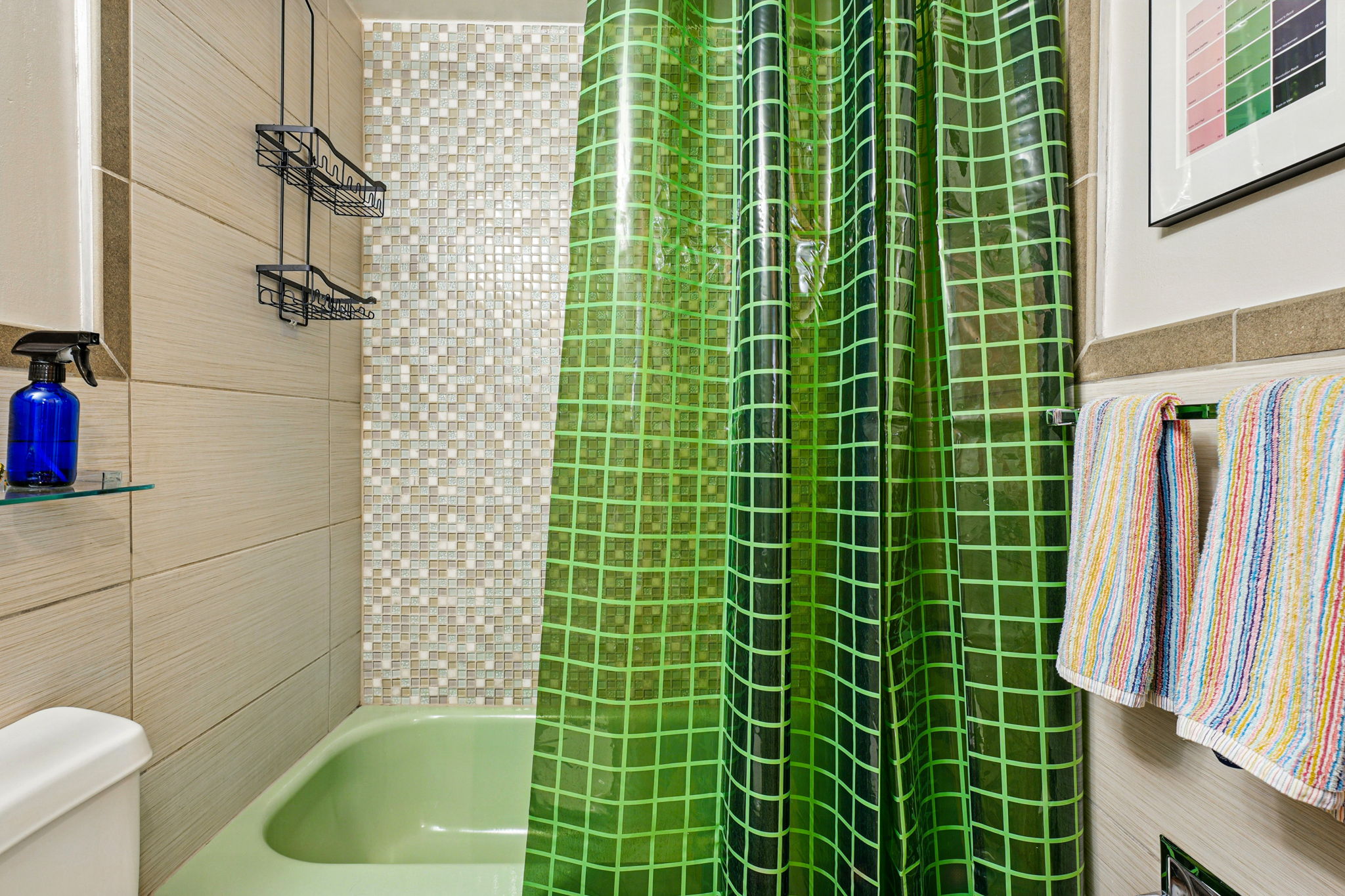 Updated bathroom retains some of its vintage charm.