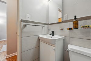 Updated vanity and tile in the bathroom.