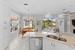 Kitchen opens to dining and living areas