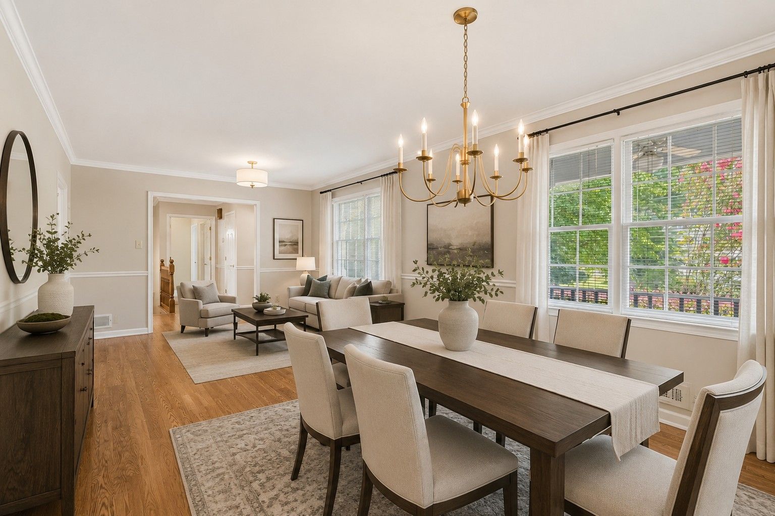 AI Virtual Staging - Formal Dining & Living Room Combo
