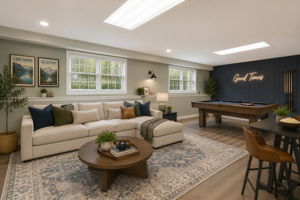 AI Virtual Staged - Basement Rec. Room