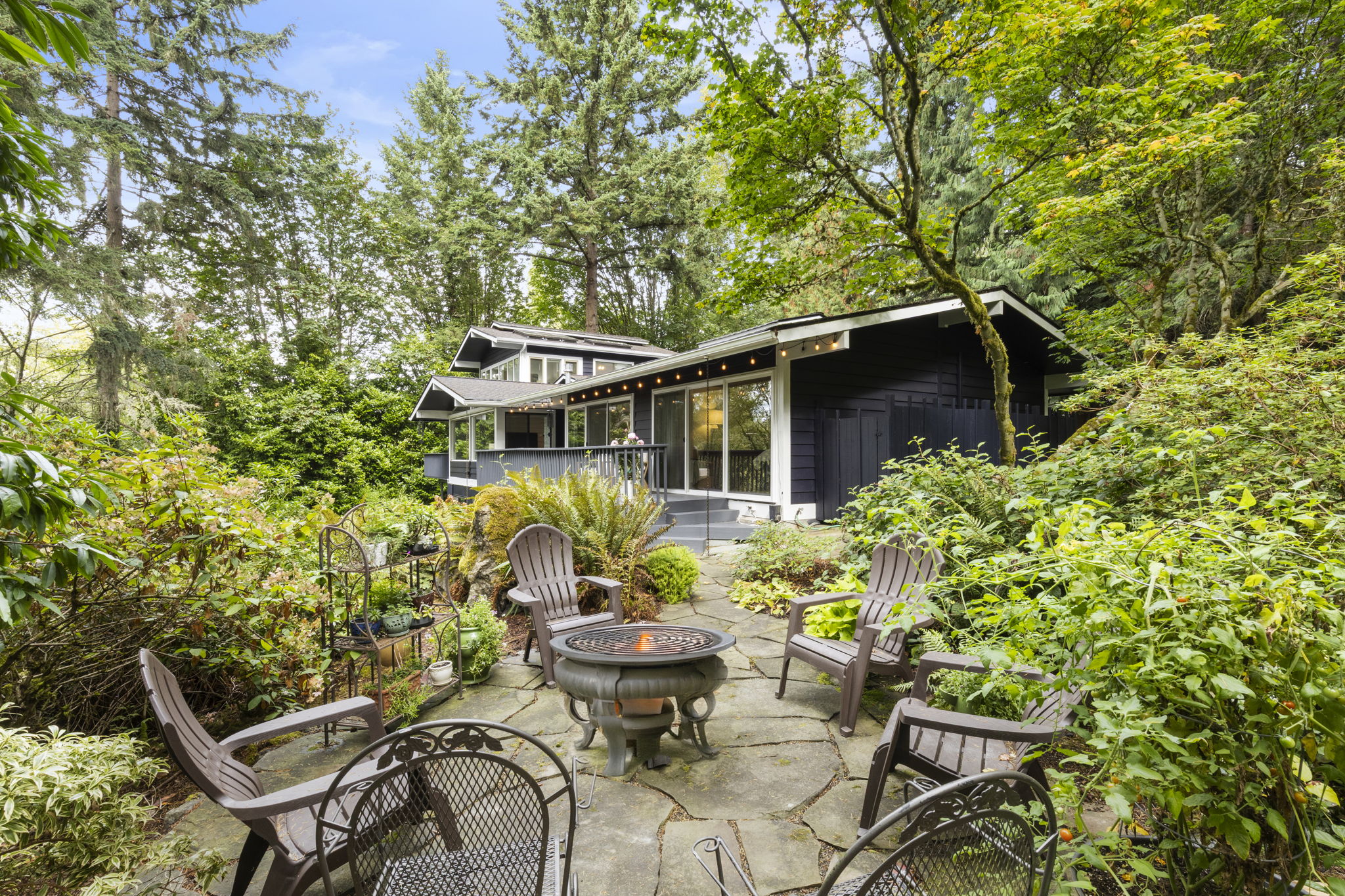Steps away from the view deck to the garden seating