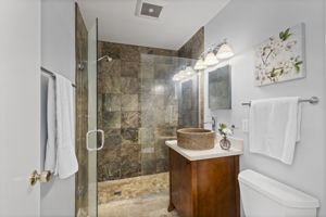 Convenient downstairs bath with modern shower