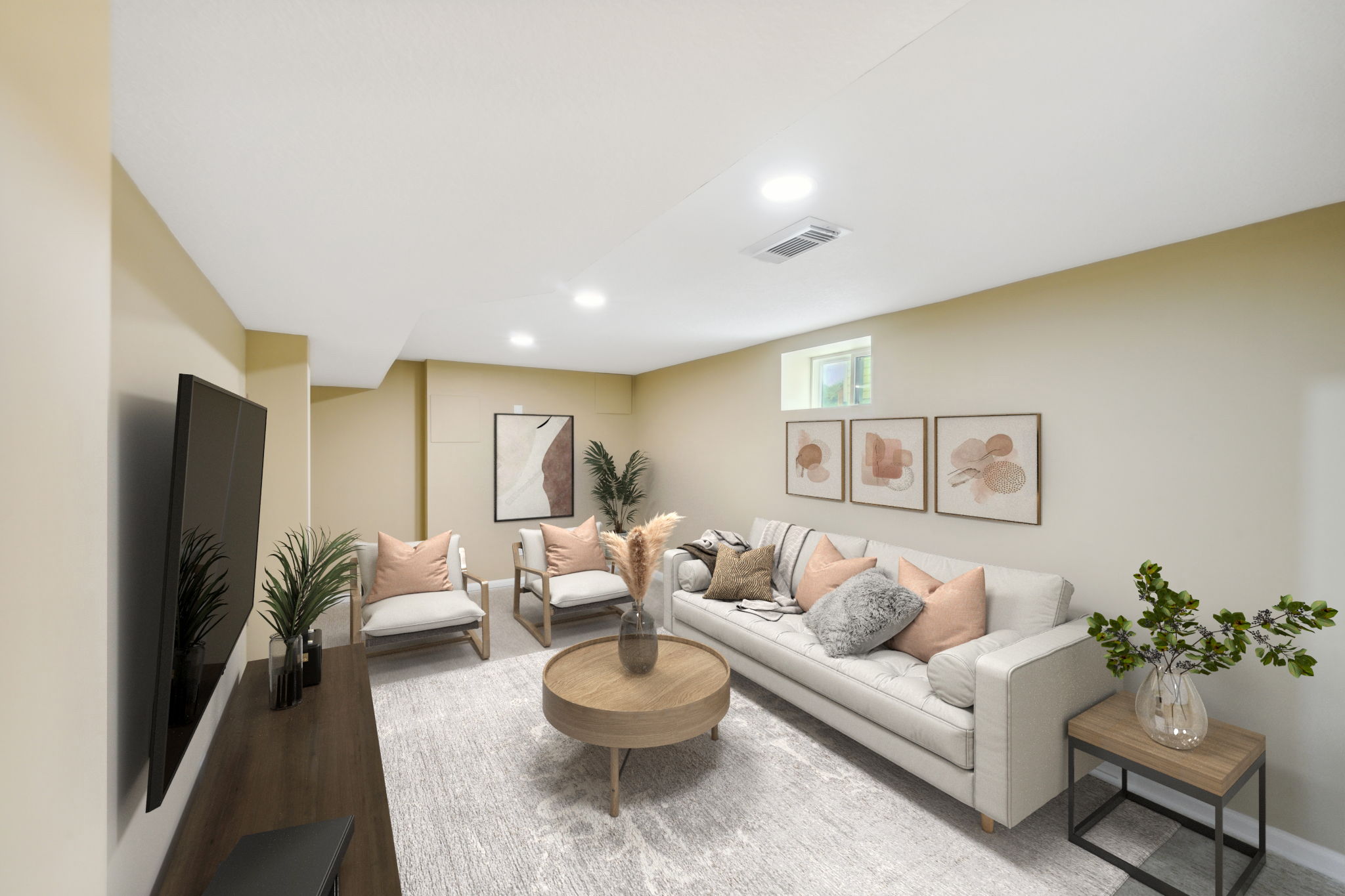 Lower level separate living/ family room