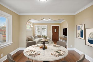 Open floorplan view from the kitchen to the dining room and living room