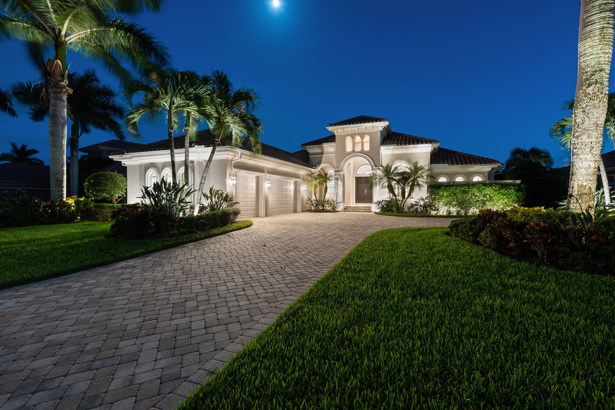 Front of Home with Garage - Night