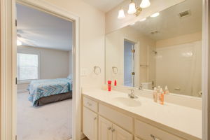 32 Shared Full Bath B Vanity Detail w BR View