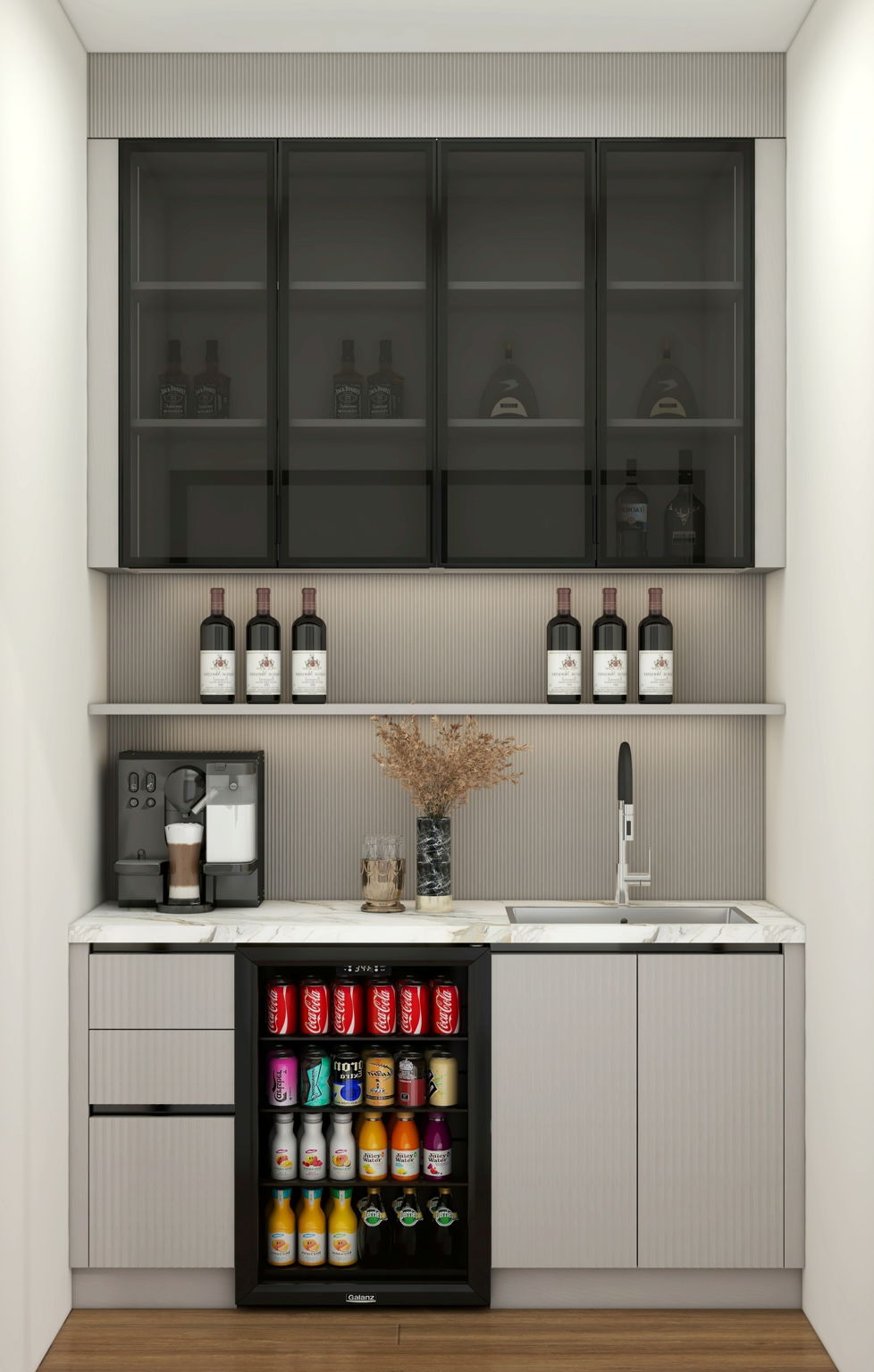 19 - Wet Bar w_ Beverage Refrigerator