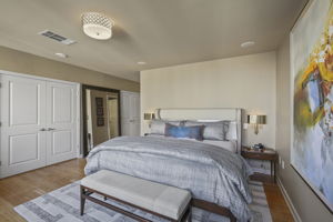 1912 Primary Bedroom • Custom cabinets (below windows) •	2 – Walk-in closets with custom cabinetry