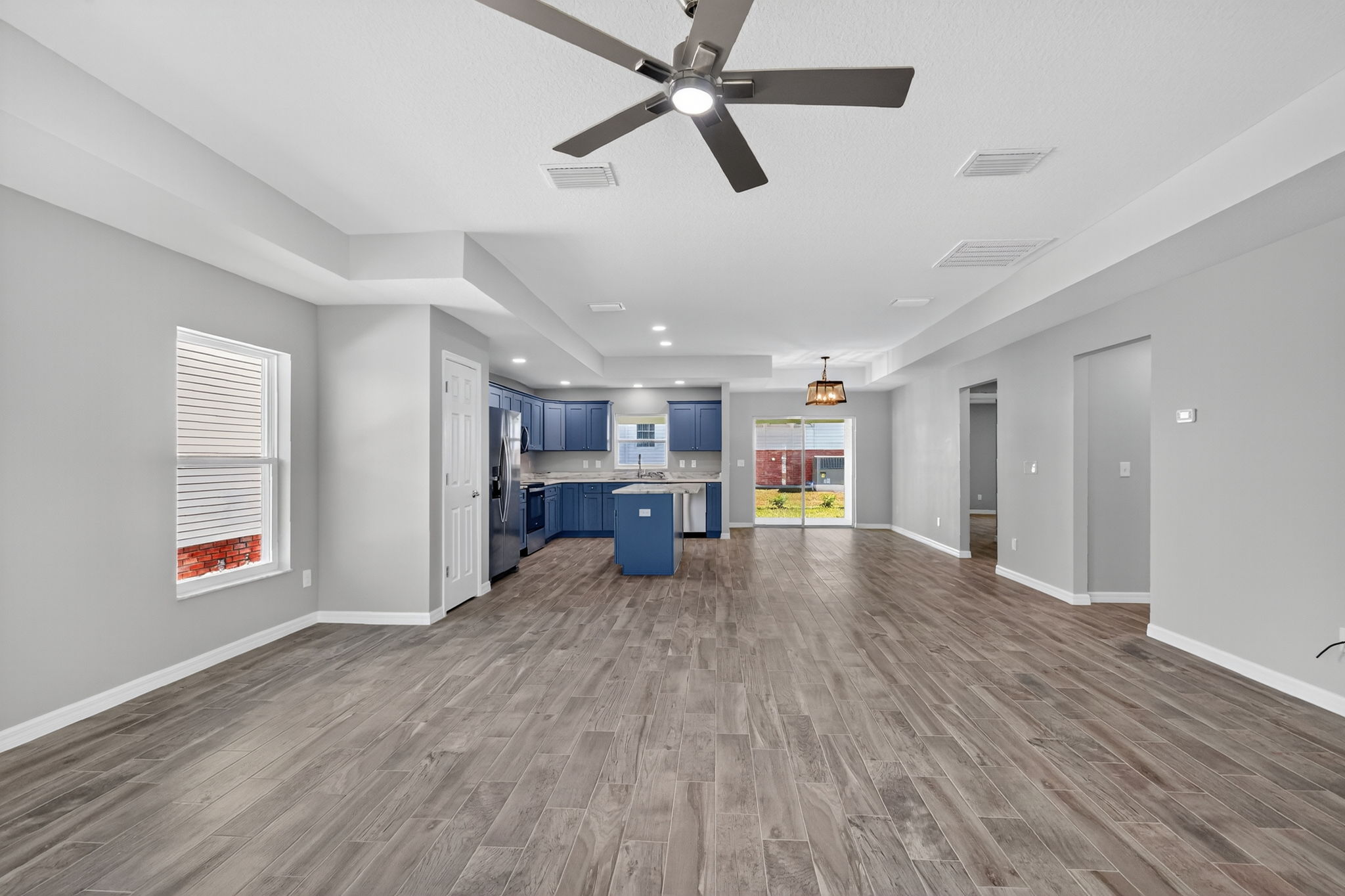 Kitchen, Living, and Dining Rooms