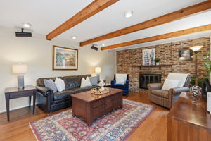 Family Room with wood-burning fireplace