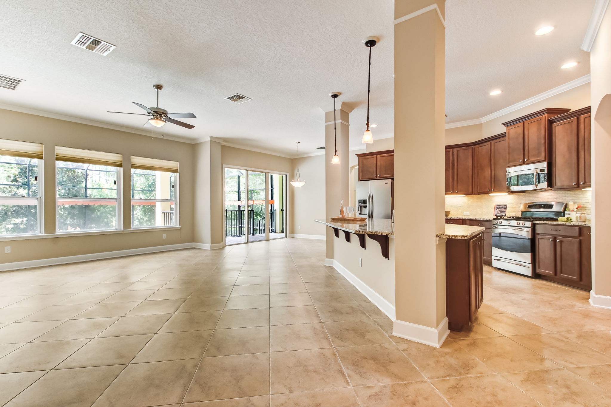 Open Floor Plan Family Room and Kitchen