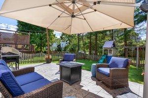 Private patio overlooking mature trees